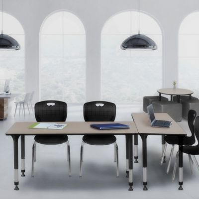 Image showing  Kee Adjustable Classroom Table with 2 Andy 18 in. Chairs, 72 in. x 24 in., Black