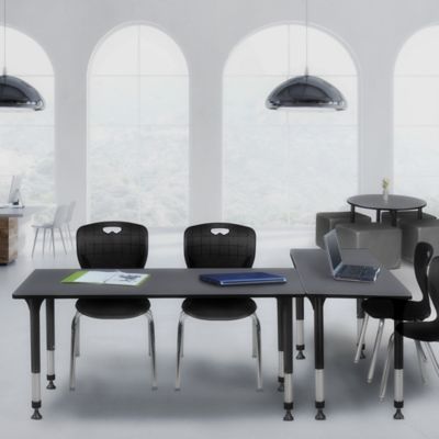 Image showing  Kee Adjustable Classroom Table with 2 Andy 18 in. Chairs, 72 in. x 30 in., Black