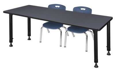 Regency Kee 72 x 30 in. Adjustable Classroom Table & 2 Andy 12 in. Blue Chairs