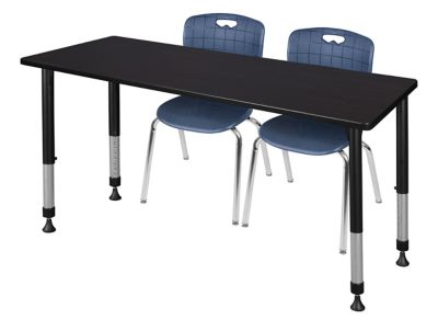 Regency Kee 72 x 30 in. Adjustable Classroom Table & 2 Andy 18 in. Blue Chairs