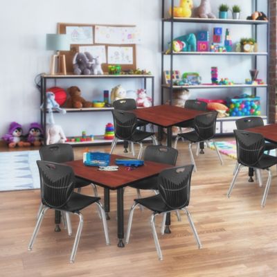 Image showing  Kee Square Adjustable Classroom Table with 4 Andy 12 in. Chairs, 30 in., Black