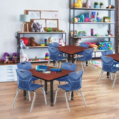 Image showing  Kee Square Adjustable Classroom Table with 4 Andy 12 in. Chairs, 30 in., Blue
