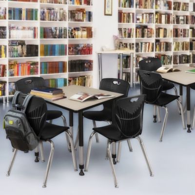Image showing  Kee Square Adjustable Classroom Table with 4 Andy 18 in. Chairs, 30 in., Black
