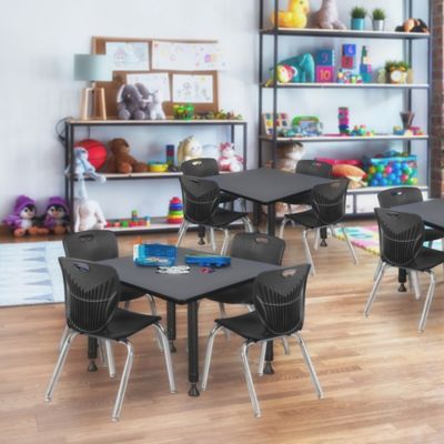 Image showing  Kee Square Adjustable Classroom Table with 4 Andy 12 in. Chairs, 36 in., Black