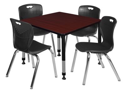 Regency Kee 36 in. Square Adjustable Classroom Table & 4 Andy 18 in. Black Chairs -  TB3636MHAPBK40BK