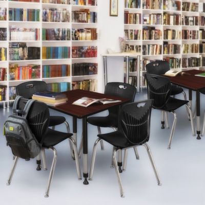 Image showing  Kee Square Adjustable Classroom Table with 4 Andy 18 in. Chairs, 36 in., Black