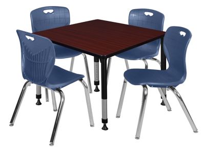 Regency Kee 36 in. Square Adjustable Classroom Table & 4 Andy 18 in. Blue Chairs -  TB3636MHAPBK40NV
