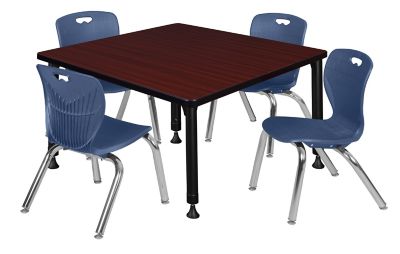 Regency Kee 36 in. Square Adjustable Classroom Table & 4 Andy 12 in. Blue Chairs -  TB3636MHAPBK45NV