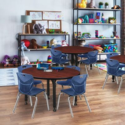 Image showing  Kee Round Adjustable Classroom Table with 4 Andy 12 in. Chairs, 36 in., Blue