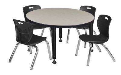 Image showing  Kee Round Adjustable Classroom Table with 4 Andy 12 in. Chairs, 36 in., Black