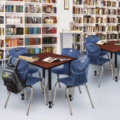 Image showing  Kee Square Adjustable Classroom Table with 4 Andy 18 in. Chairs, 42 in., Blue
