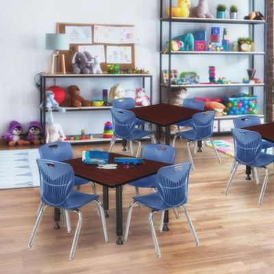 Image showing  Kee Square Adjustable Classroom Table with 4 Andy 12 in. Chairs, 42 in., Blue