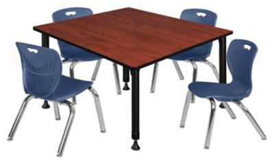 Image showing  Kee Square Adjustable Classroom Table with 4 Andy 12 in. Chairs, 48 in., Blue