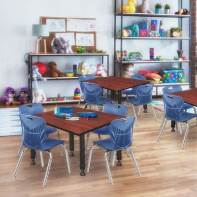 Image showing  Kee Square Adjustable Classroom Table with 4 Andy 12 in. Chairs, 48 in., Blue
