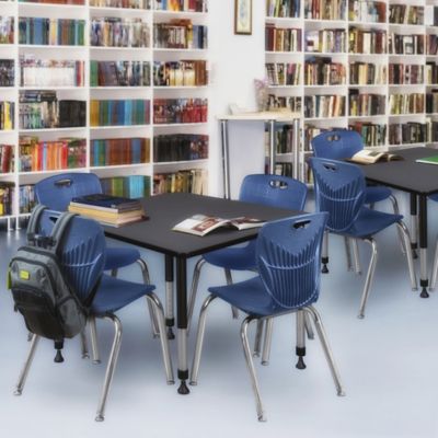 Image showing  Kee Square Adjustable Classroom Table with 4 Andy 18 in. Chairs, 48 in., Blue