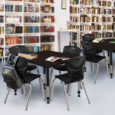 Image showing  Kee Square Adjustable Classroom Table with 4 Andy 18 in. Chairs, 48 in., Black