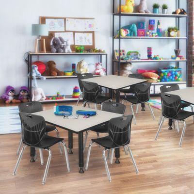 Image showing  Kee Square Adjustable Classroom Table with 4 Andy 12 in. Chairs, 48 in., Black