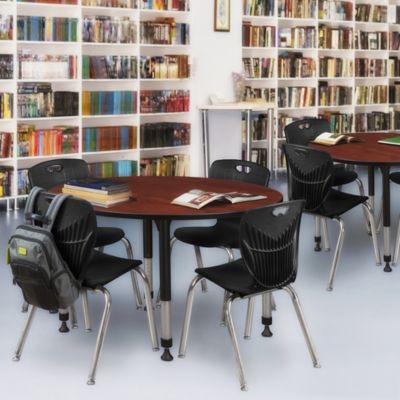 Image showing  Kee Round Adjustable Classroom Table with 4 Andy 18 in. Chairs, 48 in., Black
