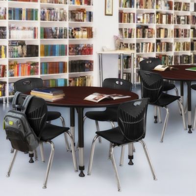 Image showing 1 th Regency Kee Round Adjustable Classroom Table with 4 Andy 18 in. Chairs, 48 in., Black