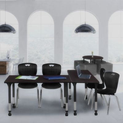 Image showing  Kee Mobile Adjustable Classroom Table with 2 Andy 18 in. Chairs, 48 in. x 24 in., Black