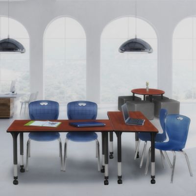 Image showing  Kee Mobile Adjustable Classroom Table with 2 Andy 18 in. Chairs, 48 in. x 30 in., Blue
