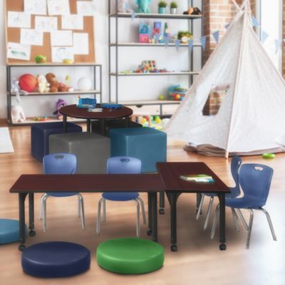 Image showing  Kee Mobile Adjustable Classroom Table with 2 Andy 12 in. Chairs, 60 in. x 24 in., Blue