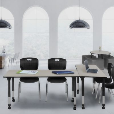 Image showing  Kee Mobile Adjustable Classroom Table with 2 Andy 18 in. Chairs, 66 in. x 24 in., Black