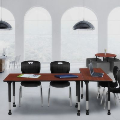 Image showing  Kee Mobile Adjustable Classroom Table with 2 Andy 18 in. Chairs, 66 in. x 30 in., Black