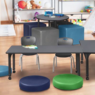 Image showing  Kee Mobile Adjustable Classroom Table with 2 Andy 12 in. Chairs, 72 in. x 24 in., Black