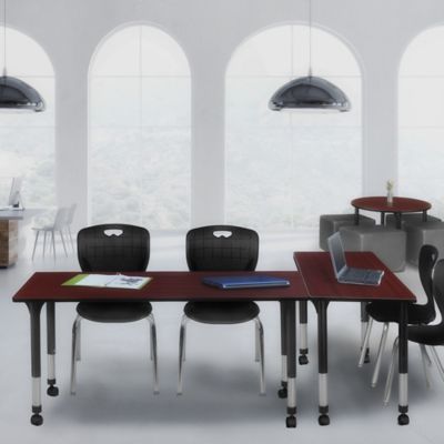 Image showing 1 th Regency Kee Mobile Adjustable Classroom Table with 2 Andy 18 in. Chairs, 72 in. x 24 in., Black