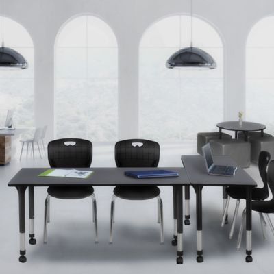 Image showing  Kee Mobile Adjustable Classroom Table with 2 Andy 18 in. Chairs, 72 in. x 30 in., Black