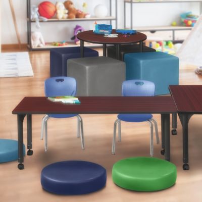 Image showing  Kee Mobile Adjustable Classroom Table with 2 Andy 12 in. Chairs, 72 in. x 30 in., Blue