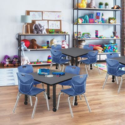 Image showing  Kee Square Adjustable Classroom Table with 4 Andy 12 in. Chairs, 30 in., Blue