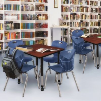 Image showing  Kee Square Mobile Adjustable Classroom Table with 4 Andy 18 in. Chairs, 36 in., Blue
