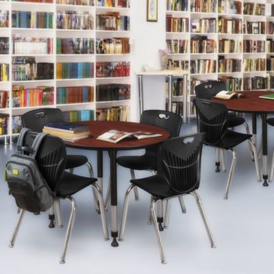 Image showing  Kee Round Adjustable Classroom Table with 4 Andy 18 in. Chairs, 36 in., Black