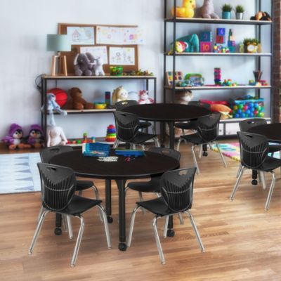 Image showing  Kee Round Adjustable Classroom Table with 4 Andy 12 in. Chairs, 36 in., Black