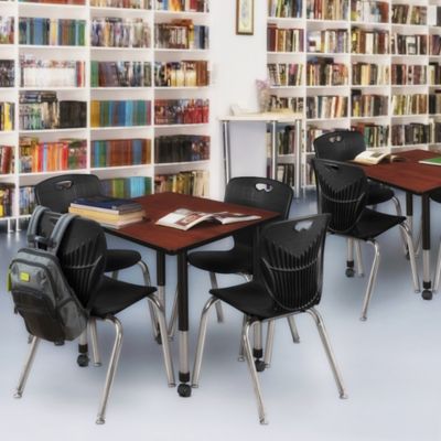Image showing  Kee Square Mobile Adjustable Classroom Table with 4 Andy 18 in. Chairs, 42 in., Black