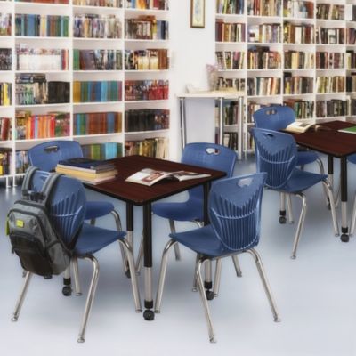 Image showing  Kee Square Mobile Adjustable Classroom Table with 4 Andy 18 in. Chairs, 42 in., Blue