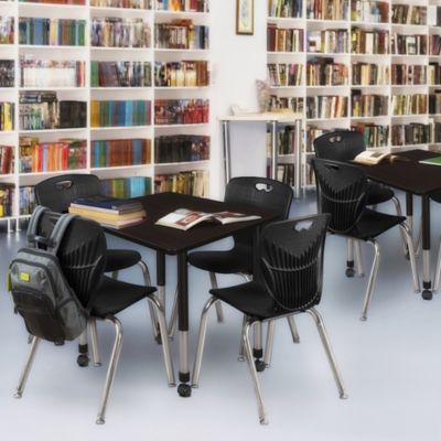 Image showing  Kee Square Mobile Adjustable Classroom Table with 4 Andy 18 in. Chairs, 42 in., Black