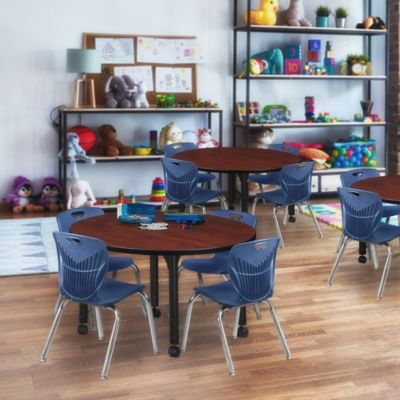 Image showing  Kee Round Adjustable Classroom Table with 4 Andy 12 in. Chairs, 42 in., Blue