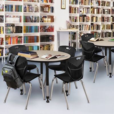 Image showing 1 th Regency Kee Round Adjustable Classroom Table with 4 Andy 18 in. Chairs, 42 in., Black