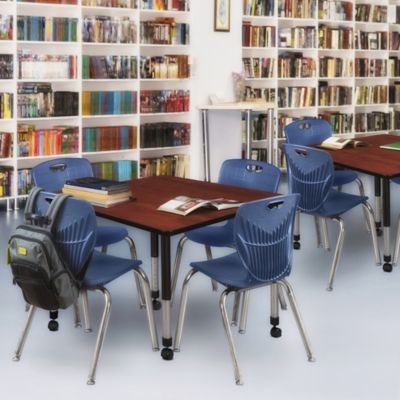 Image showing  Kee Square Mobile Adjustable Classroom Table with 4 Andy 18 in. Chairs, 48 in., Blue