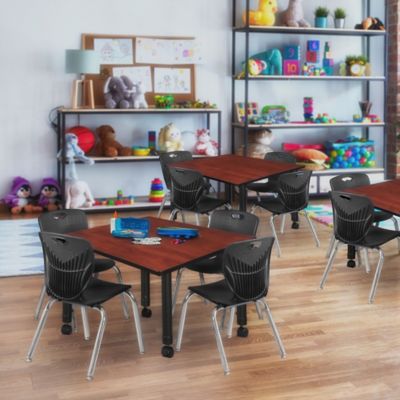 Image showing  Kee Square Mobile Adjustable Classroom Table with 4 Andy 12 in. Chairs, 48 in., Black