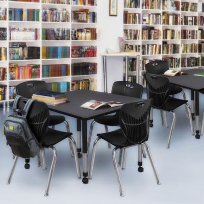 Image showing  Kee Square Mobile Adjustable Classroom Table with 4 Andy 18 in. Chairs, 48 in., Black
