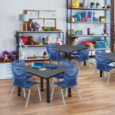 Image showing  Kee Square Mobile Adjustable Classroom Table with 4 Andy 12 in. Chairs, 48 in., Blue