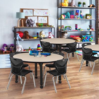 Image showing  Kee Round Adjustable Classroom Table with 4 Andy 12 in. Chairs, 48 in., Black