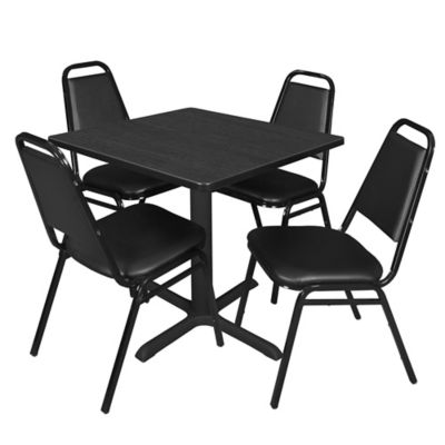 Regency Cain Small 30 in. Square Breakroom Table & 4 Restaurant Stack Chairs