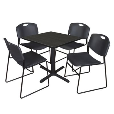 Regency Cain Small 30 in. Square Breakroom Table & 4 Zeng Black Chairs