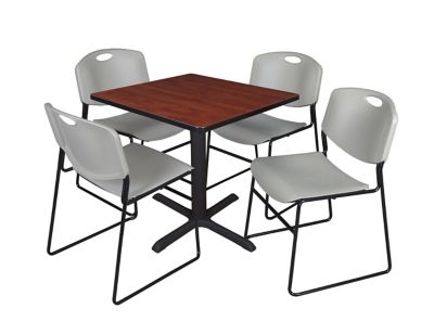 Regency Cain Small 30 in. Square Breakroom Table, X-Base & 4 Zeng Grey Chairs -  TB3030CH44GY