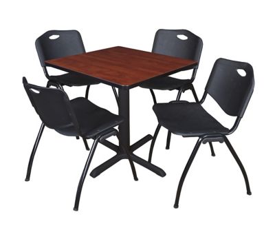 Regency Cain Small 30 in. Square Breakroom Table, X-Base & 4 M Stack Black Chairs -  TB3030CH47BK